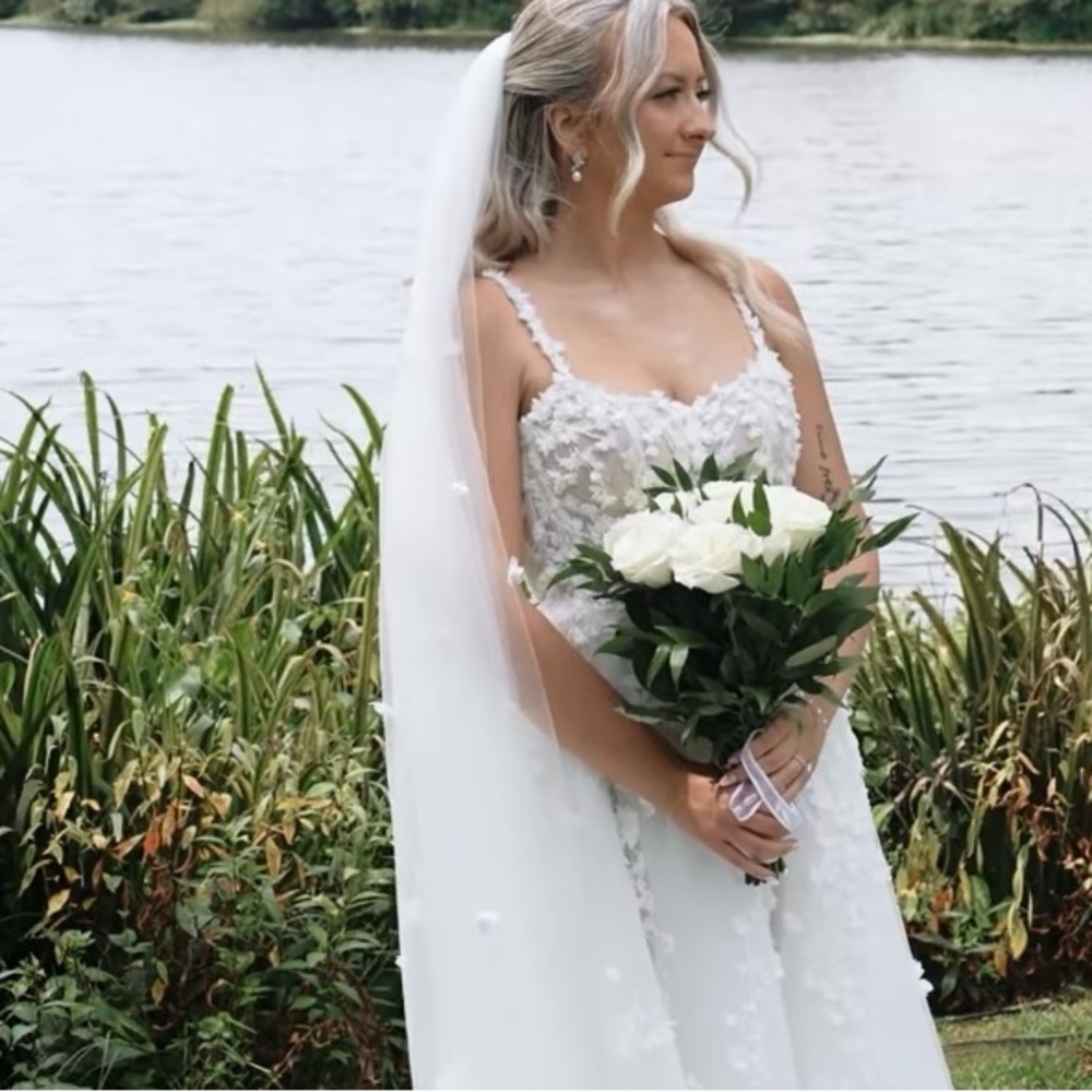 Cathedral Length Veil with Flowers